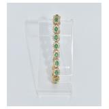 EMERALD BRACELET 14KT GOLD W/ NINETEEN LINKS .45