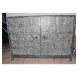 THEODORE ALEXANDER GRAY & WHITE 2 DOOR CABINET W/
