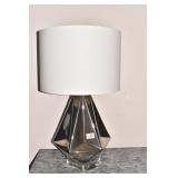 CONTEMPORARY SILVER W/ LUCITE BASE LAMP 28" H