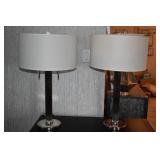 CONTEMPORARY LAMP SILVER 31" H X 18" ROUND SHADE