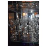 6 WINE GLASSES, 1 CHAMPAGNE 2 MANHATTAN GLASSES