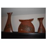 13" - 18" H SET OF 3 GLAZED INTERIOR CERAMIC