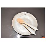 ALUMINUM BOWL AND SALAD SPOON/FORK
