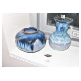 POTTERY VASES BY CAMPBELL POTTERY 9" & 6" H