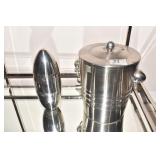 BRUSHED METAL ICE BUCKET W/ TONGS, BEVERAGE