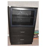 BLACK CABINET W/ METAL FRONT DOOR 22" W X 16" X