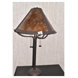 LAMP 28" H TORTOISESHELL SHADE METAL BASE 2 BULB