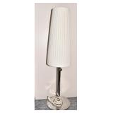 POLISHED CHROME LAMP W/ PLEATED CLOTH SHADE 32" H