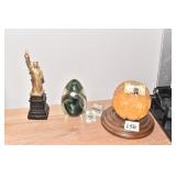 AMBER CLOVE CANDLE, PAPER WEIGHT, STATUE LIBERTY,