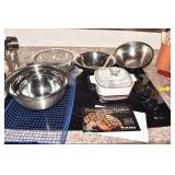 CORNING, STAINLESS-STEEL BOWLS