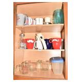 MEASURING CUPS, MUSTACHE MUGS, ETC.