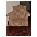 ARMCHAIR NEEDLEWORK FABRIC W/ CARVED LEGS 37" H X