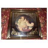 UNIQUE MIRROR GOLD FRAME W/ PICTURE CENTER,