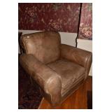 BROWN LEATHER ARMCHAIR DISTRESSED FINISH 36" H X