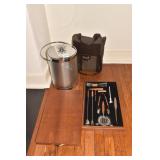 ICE BUCKET MID-CENTURY W/F LOWER TOP, BAR SET,