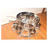 SILVER DECORATED PUNCH BOWL W/ LADLE ETC.