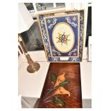 2 TRAYS ONE WOOD CARVED INLAY