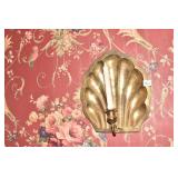 10" BRASS SHELL MOTIF CANDLE HOLDERS PAIR