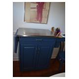 ROLLING SERVING CART W/ STAINLESS STEEL TOP 38" W