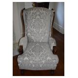 ARMCHAIR W/ WOOD FRAME - LIGHT BLUE UPHL. LIKE