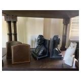 LINCOLN BOOKENDS FEW CHIPS ON PLASTER, ALABASTER
