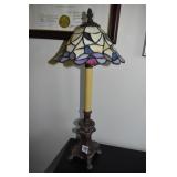 STAINED GLASS CANDLE STICK LAMP 23" H