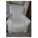 OFFICE WHITE ARMCHAIR W/ SLIPCOVER 34" H X 30" W