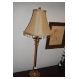 28" H CANDLESTICK LAMP W/ BEADED SHADE