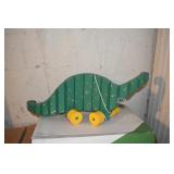 WOOD PULL TOY DINOSAUR 28" LONG FLEXIBLE