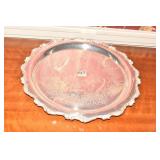 SILVER PLATE SERVING TRAY, OVAL TRAY W/ 8