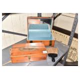 WOOD VANITY BOXES, VINTAGE BRUSH