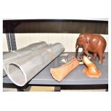 ELEPHANT EBONY 1 TUSK, DEAR HEAD, CANOE