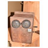 VINTAGE CRANK PHONE IN OAK CASE RA 1894 JULY 17TH