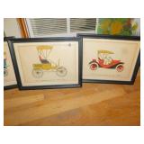 PICTURES OF ANTIQUE AUTOMOBILES SET OF 4