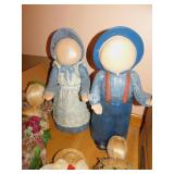 AMISH PEOPLE PORCELAIN 21" H, STRAW DOLLS