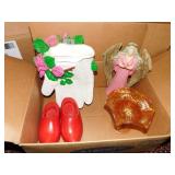 WALL POCKET, ANGEL, WOODEN SHOES, STEIN, ETC.