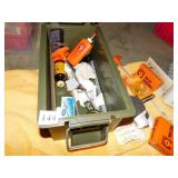 PLASTIC AMMO CAN WITH GUN CLEANING SUPPLIES