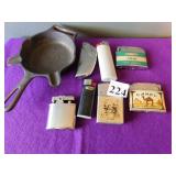 GRISWOLD ASHTRAY, SALEM & CAMEL LIGHTERS, PLUS