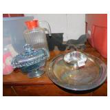 SILVER PLATE VEGETABLE PLATE WITH DIP CENTER,