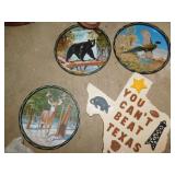 TEXAS PLAQUE, METAL WILDLIFE TRAYS