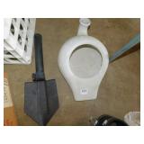 VINTAGE ARMY SHOVEL, VINTAGE PORTABLE POTTY