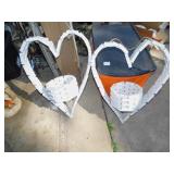 2 WOODEN HEART PLANTERS