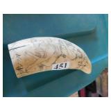 ETCHED HORN LADY HOLDING HARP & SHIP MEREATOR 7"