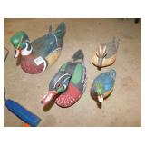 WOODEN DECOY DUCKS 4, 1 IS HADLEY COLLECTION