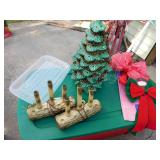CERAMIC CHRISTMAS TREE, VINTAGE CANDLES,