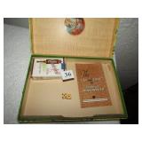 CHESTERFIELD KING CIGARETTES, CIGAR BOX, TWO DICE