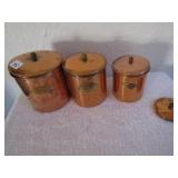 COPPER CANISTER 3 PC SET NESTING - LARGEST PIECE
