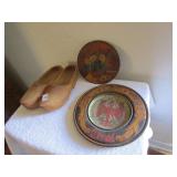 WOOD SHOES 11.5" LONG - HAND PAINTED FLOWERS