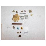 TACKS, PINS, MILITARY BARS ETC.