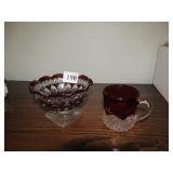 RUBY FLASH LILIAN 1910 GLASS & DISH